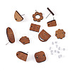 Fashewelry 22Pairs 11 Style Walnut Wood Stud Earring Findings MAK-FW0001-01-2