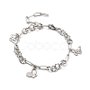 304 Stainless Steel Charm Bracelet with Link Chains for Women BJEW-C0025-06-2