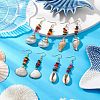 Dyed Shell & Electroplated Conch Shell Dangle Earrings EJEW-JE06061-2