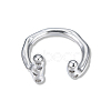 Brass Clear Cubic Zirconia Open Cuff Ring for Women RJEW-N039-05P-2