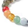 5Pcs 5 Style Natural Wood & Mixed Gemstone Round Beaded Stretch Bracelets Set BJEW-JB08815-5