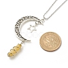 Natural Gemstone Bullet with Alloy Moon Pendant Necklace for Women NJEW-JN03912-8