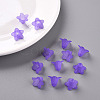 Purple Frosted Transparent Acrylic Flower Beads X-PLF018-15-7