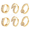 PandaHall Jewelry 3 Pairs 3 Style Round & Lightning Bolt & Square Cubic Zirconia Huggie Hoop Earrings EJEW-PJ0001-03-1