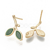 Brass Enamel Stud Earring Findings KK-T050-63G-NF-2