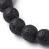 Round Natural Lava Rock Beaded Stretch Bracelets BJEW-JB10269-01-3