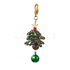 Christmas Tree Glass Seed Beads & Natural Tiger Eye Pendant Decorations HJEW-MZ00075-01-1