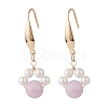 Round Natural Kunzite & Shell Pearl Beads Dangle Earring EJEW-TA00038-02-1