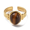 Natural Tiger Eye Oval Open Cuff Rings RJEW-Z024-01G-2