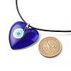 Heart with Evil Eye Lampwork Pendant Necklace with Leather Cord for Women NJEW-JN03924-01-5