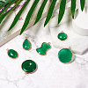 Mega Pet 6Pcs 6 Style Natural Green Oynx Agate Pendants G-MP0001-02-5