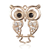 Light Gold Plated Alloy Rhinestone Owl Large Pendants ALRI-J005-01KCG-1