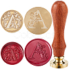 CRASPIRE 2Pcs 2 Styles Golden Tone Brass Wax Seal Stamp Head AJEW-CP0007-48B-06-1