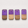 Two-tone Transparent Resin & Walnut Wood Pendants RESI-S384-008A-B01-1