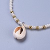 Cowrie Shell Pendant Necklaces NJEW-JN02399-01-3