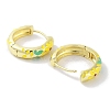 Real 18K Gold Plated Brass Enamel Flower Print Hoop Earrings for Women EJEW-L269-115G-3