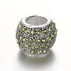 Antique Silver Plated Alloy Rhinestone European Beads CPDL-E036-E-2