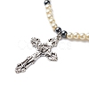 Jesus Cross Alloy Pendant Necklaces for Women Men NJEW-JN03990-2