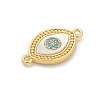 Brass Micro Pave Clear Cubic Zirconia Connector Charms KK-M303-04G-01-2