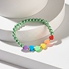 Heart Beads Stretch Bracelet for Girl Women BJEW-JB07184-4
