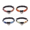 Round Natural Mixed Gemstone Beads Stretch Bracelet BJEW-JB06966-1