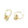 Brass Knot Beaded Hoop Earrings for Women EJEW-P205-10G-2