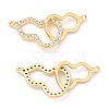 Brass Micro Pave Clear Cubic Zirconia Connector Charms KK-B074-08G-1