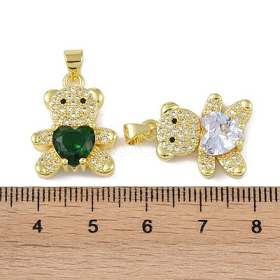 Brass Micro Pave Cubic Zirconia Pendants KK-P266-17G-1