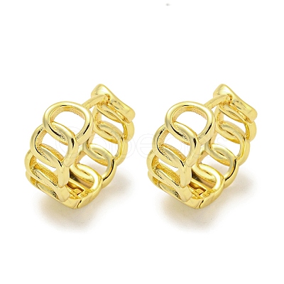 Chain-Shaped Brass Hoop Earrings EJEW-L211-009B-G-1