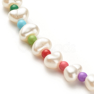 ABS Plastic Pearl Beaded Necklace with Acrylic Beads for Women NJEW-JN03881-1