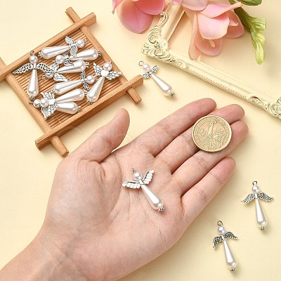 40Pcs 8 Styles Acrylic Imitation Pearl & Alloy Charms PALLOY-CJ0002-67-1