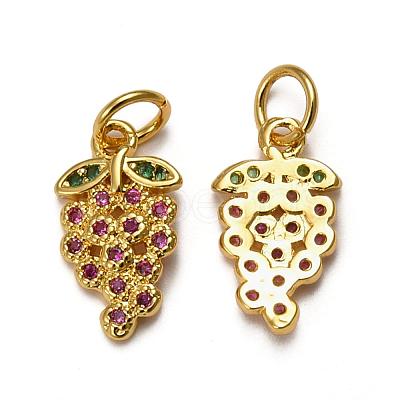 Autumn Theme Brass Micro Pave Cubic Zirconia Charms ZIRC-L093-22G-1