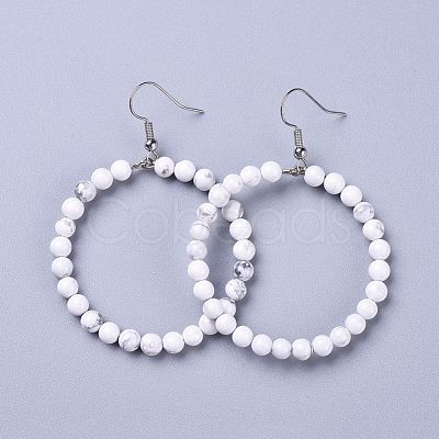 Natural Howlite Dangle Earrings X-EJEW-K077-A17-1