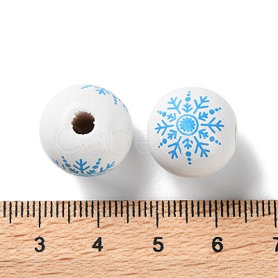 Printed Wood European Beads WOOD-Z002-08A-1