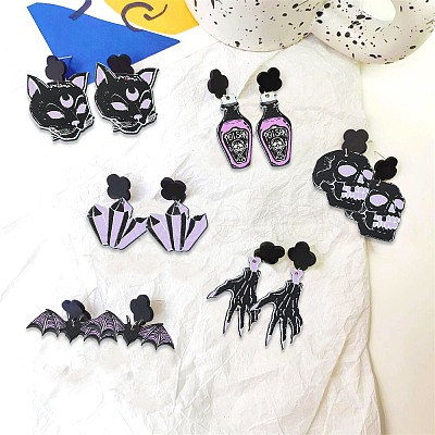 12Pcs 6 Styles Halloween Acrylic Pendants SACR-CJ0001-21-1