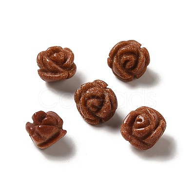 Synthetic Goldstone Carved Flower Beads G-O156-B-31-1