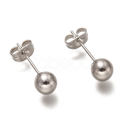 Non-Tarnish 304 Stainless Steel Ball Stud Earrings STAS-H136-07D-P-1