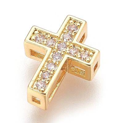 Brass Micro Pave Cubic Zirconia Beads X-ZIRC-F088-027G-1