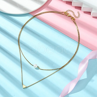 Brass Double Layer Necklace NJEW-JN04918-1