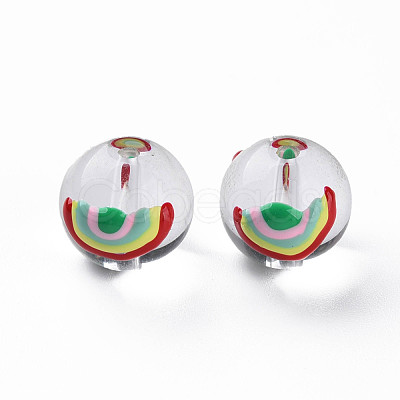 Transparent Glass Enamel Beads GLAA-N049-017-1