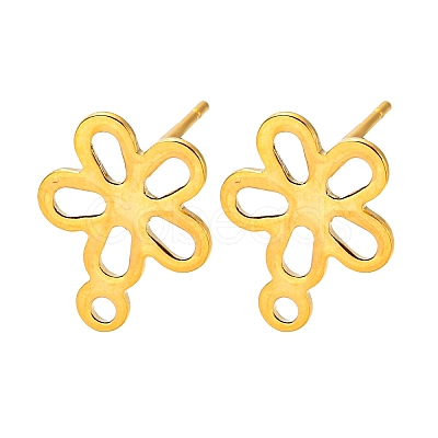 Flower Shape 201 Stainless Steel Stud Earrings Findings STAS-Q251-08G-1