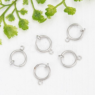 Brass Clip-on Hoop Earring Findings X-KK-P102-01P-1