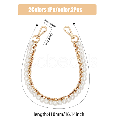 CHGCRAFT 2Pcs 2 Colors Plastic Imitation Pearl Beaded Double Strand Bag Handles DIY-CA0005-93-1