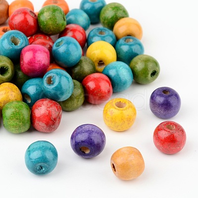 Mixed Round Natural Maple Wood Beads X-TB12mmY-1