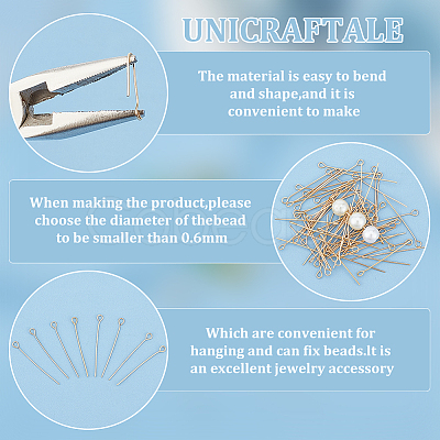 Unicraftale 200Pcs 304 Stainless Steel Eye Pins STAS-UN0054-76-1