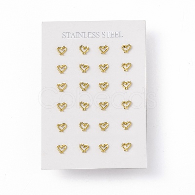 PVD Vacuum Plating 304 Stainless Steel Hollow Out Heart Stud Earrings for Women EJEW-P212-12G-1