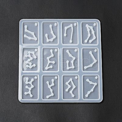 Twelve Constellations Rectangle Pendants Silicone Molds X-DIY-G073-02-1