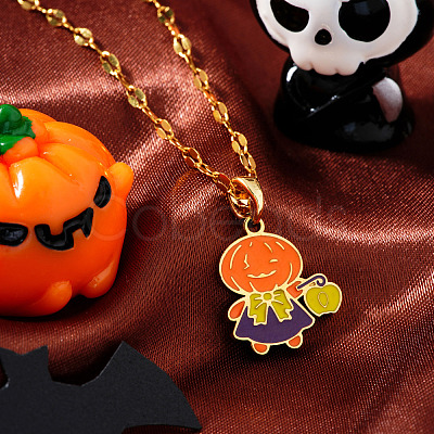 Halloween Stainless Steel Enamel Pendant Necklaces HG2651-1