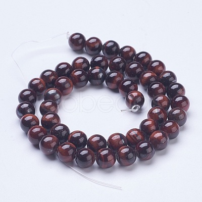 Dyed & Heated Natural Red Tiger Eye Beads Strands G-D855-04-8mm-1