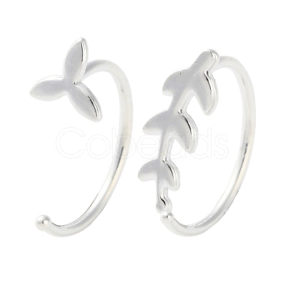 999 Fine Silver Leaf Pull Through Earrings EJEW-P296-27S-1